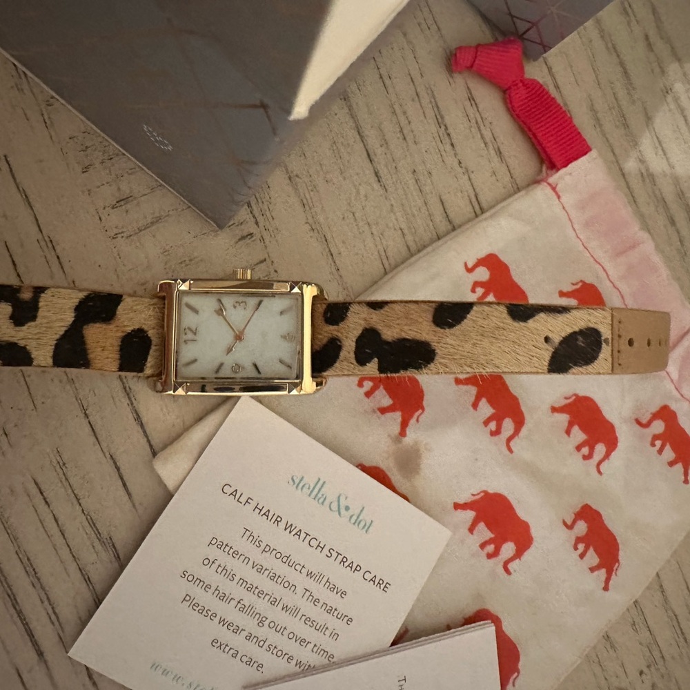 Stella & Dot Pyramid Tank Watch - Exotic Print NWT